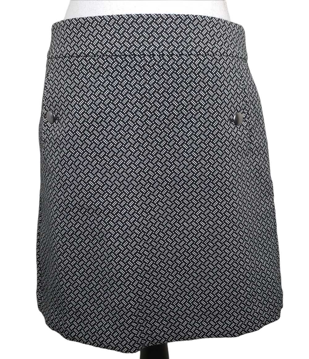 Ann Taylor Loft Womens Mini Skirt Sz 4 Black White Above Knee Button Pockets